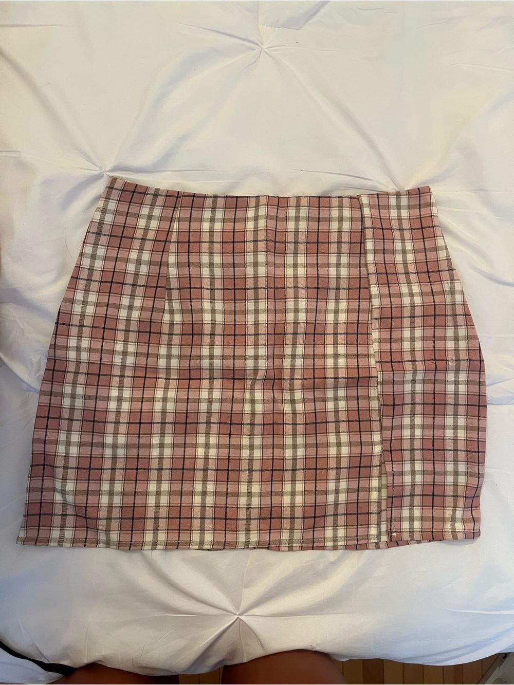 Plaid Mini Skirt in Pink/White